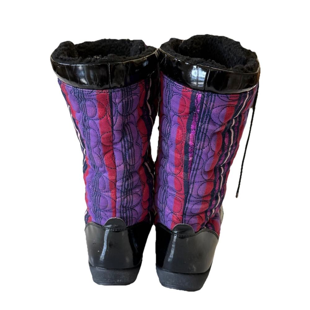 Y2K COACH Peggy Shearling Lined Plaid Quilted Snow Boots Size 7.5 - Picture 5 of 9